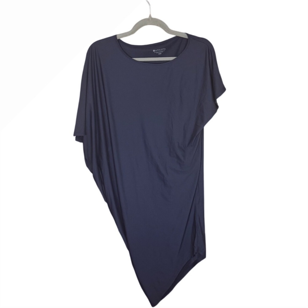 Athleta Sunlover Hilo UPF Dress XXS Asymmetrical Pullover Navy‎ Blue Flowy Swim